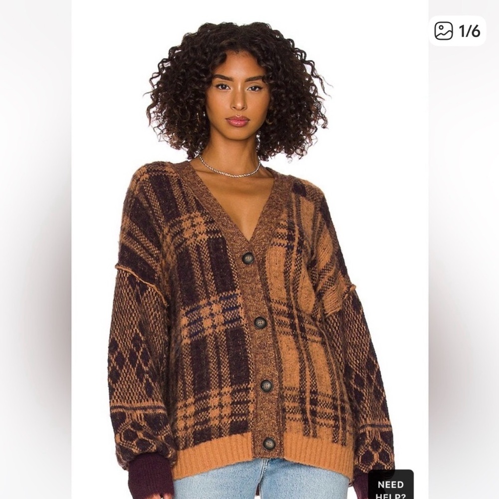 Free People Birchwood Plaid Button-Up Women's Cardigan